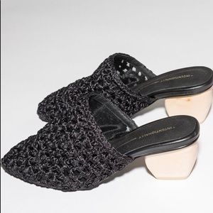 Intentionally Blank Jentry Woven Mule Wooden Heel